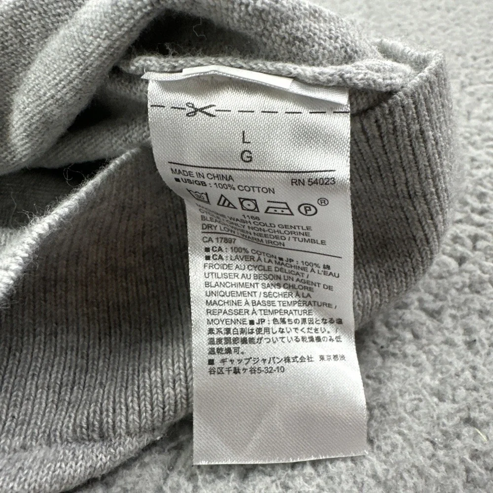 Banana Republic Cotton Sweater Men Large Heather Grey V-Neck Soft Banded Waist